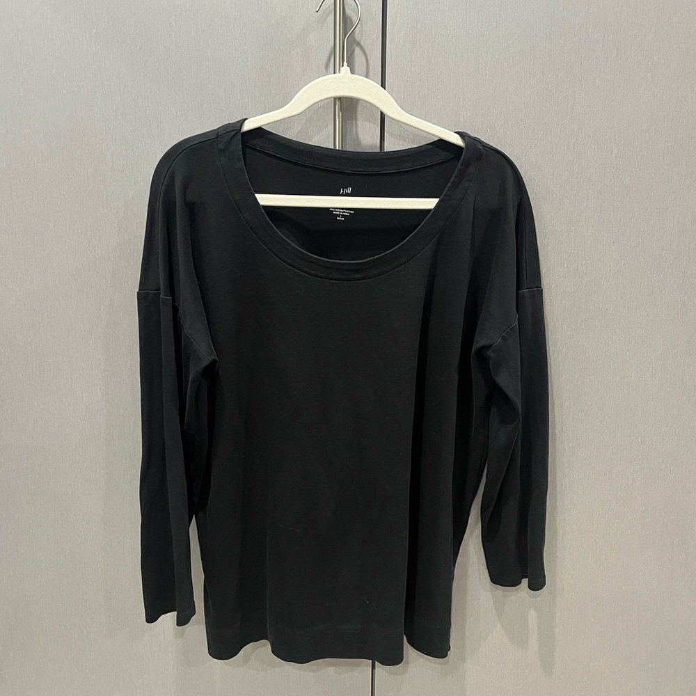 J. Jill long sleeve black scoop neck tee in size petite XL